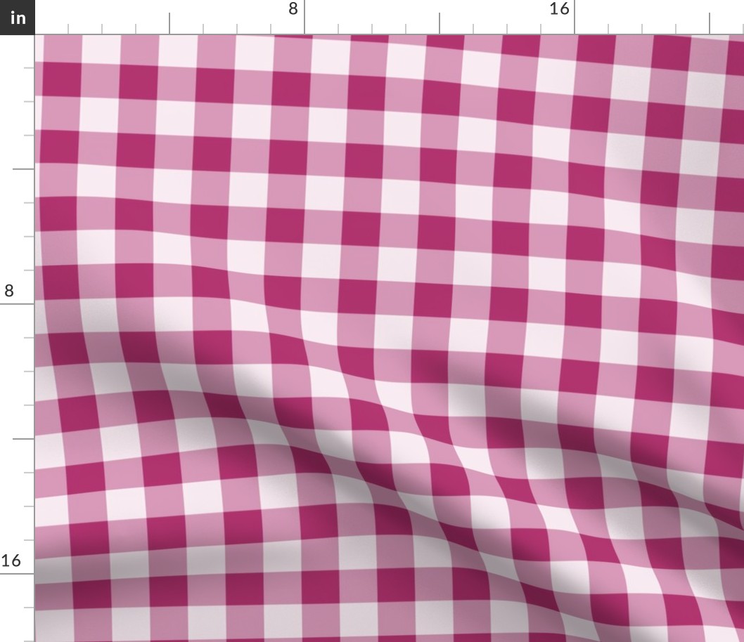 18 Bubble Gum- Gingham- Medium- 1 Inch- Buffalo Plaid- Vichy Check- Checked Wallpaper- Petal Solids Coordinate- Magenta- Bright Pink- Valentines Day