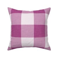 19 Berry- Gingham- Extra Large- 4 Inches- Buffalo Plaid- Vichy Check- Checked- Linen Texture- Petal Solids Coordinate- Wallpaper- Magenta- Bright Pink- Valentines Day