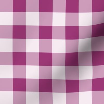 19 Berry- Gingham- Medium- 1 Inch- Buffalo Plaid- Vichy Check- Checked Wallpaper- Petal Solids Coordinate- Magenta- Bright Pink- Valentines Day