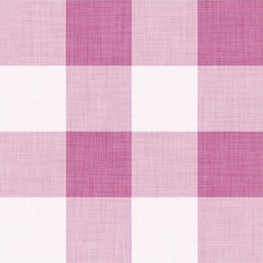 20 Peony- Gingham- Large- 2 Inches- Buffalo Plaid- Vichy Check- Checked- Linen Texture- Petal Solids Coordinate- Wallpaper- Magenta- Bright Pink- Valentines Day- Spring