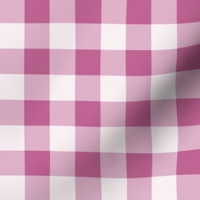 20 Peony- Gingham- Medium- 1 Inch- Buffalo Plaid- Vichy Check- Checked Wallpaper- Petal Solids Coordinate- Magenta- Bright Pink- Valentines Day- Spring