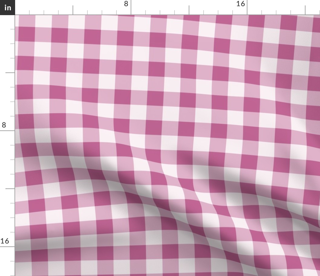 20 Peony- Gingham- Medium- 1 Inch- Buffalo Plaid- Vichy Check- Checked Wallpaper- Petal Solids Coordinate- Magenta- Bright Pink- Valentines Day- Spring