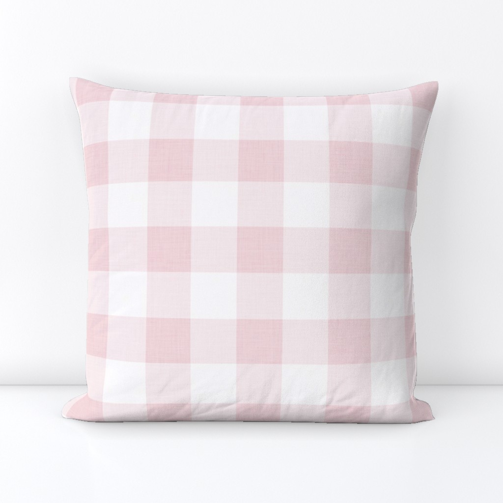 21 Cotton Candy- Gingham- Large- 2 Inches- Buffalo Plaid- Vichy Check- Checked- Linen Texture- Petal Solids Coordinate- Wallpaper- Pastel Pink- Valentines Day