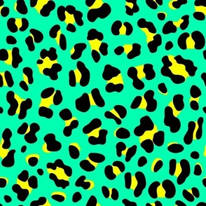 80s Retro Neon Leopard Mint Green  & Yellow