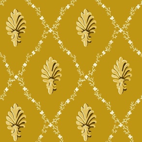 1930s Vintage Shell and Floral Lattice Design - Gold