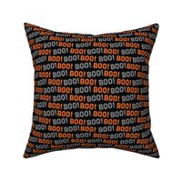 Halloween Boo Pattern Stripes Orange and Black Grey