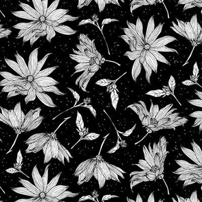  Floral line-art on black