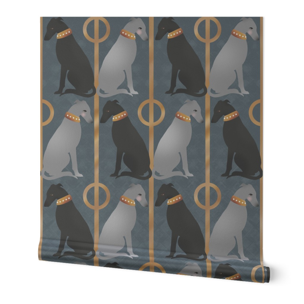 1920’s Art Deco: Whippets on Gold and Slate Grey Architecture
