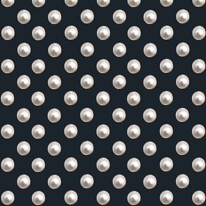 Pearl Polka Dots on black navy background 