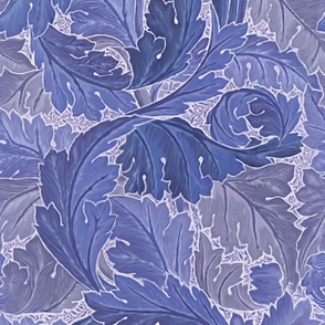 William Morris Acanthus Leaves blue and gray white outlines