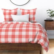 24 Coral- Gingham- Extra Large- 4 Inches- Buffalo Plaid- Vichy Check- Checked- Linen Texture- Petal Solids Coordinate- Wallpaper- Watermelon- Flamingo- Pink- Valentines Day