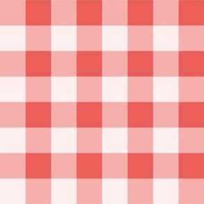 24 Coral- Gingham- Medium- 1 Inch- Buffalo Plaid- Vichy Check- Checked Wallpaper- Petal Solids Coordinate- Watermelon- Flamingo- Pink- Valentines Day