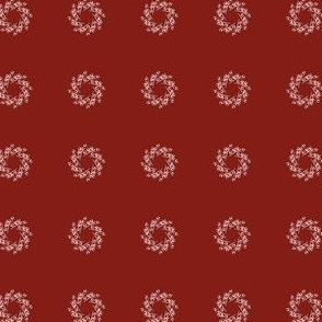 Christmas -White Wreath on Dark Poppy Red - 841d16