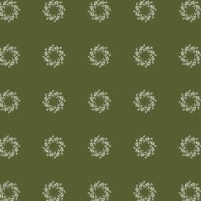 Christmas  - White Wreath on Khaki - 565e32