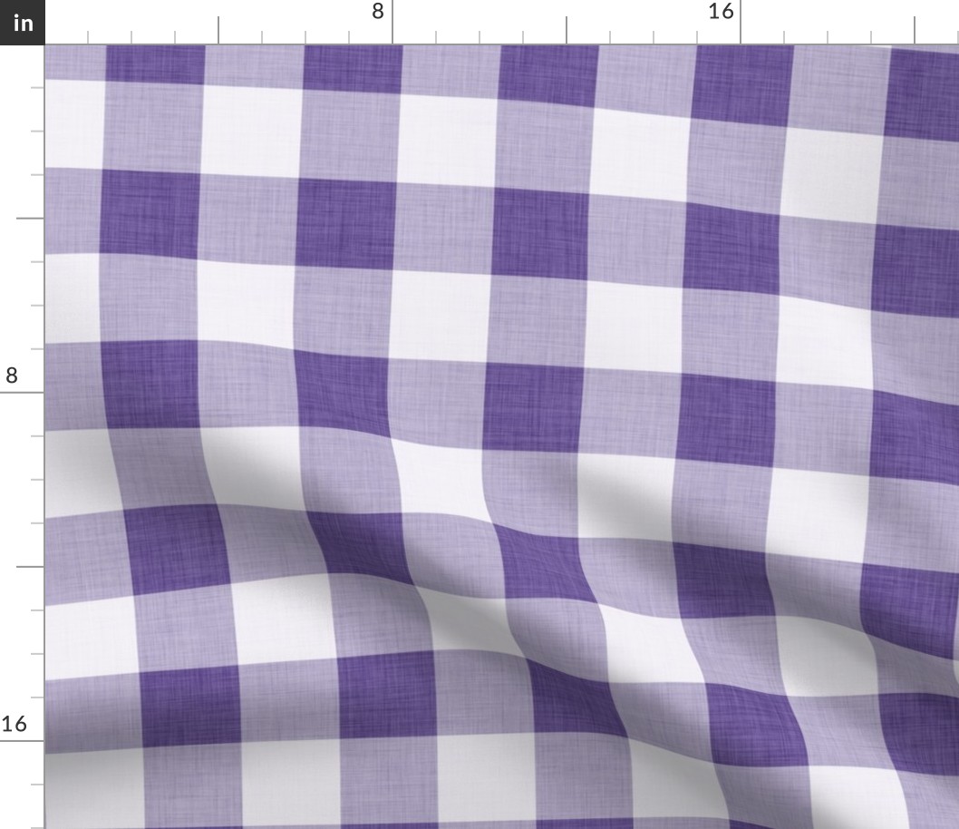 28 Grape- Gingham- Large- 2 Inches- Buffalo Plaid- Vichy Check- Checked- Linen Texture- Petal Solids Coordinate- Wallpaper- Purple- Violet- Halloween