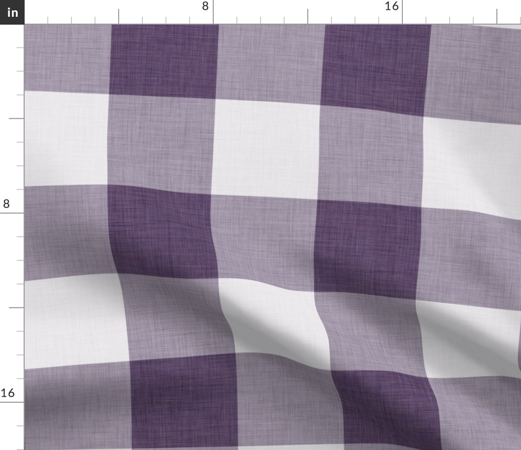 29 Plum- Gingham- Extra Large- 4 Inches- Buffalo Plaid- Vichy Check- Checked- Linen Texture- Petal Solids Coordinate- Wallpaper- Purple- Violet- Halloween