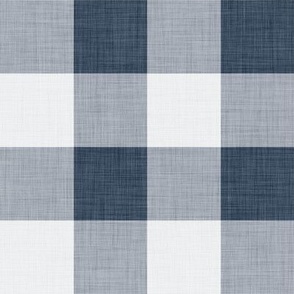 30 Navy- Gingham- Large- 2 Inches- Buffalo Plaid- Vichy Check- Checked- Linen Texture- Petal Solids Coordinate- Cottagecore Wallpaper- Blue- Indigo