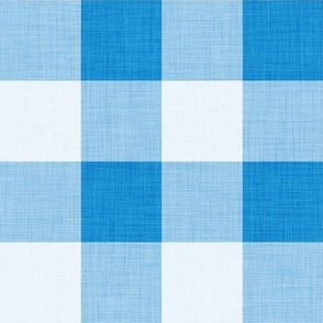 32 Bluebell- Gingham- Large- 2 Inches- Buffalo Plaid- Vichy Check- Checked- Linen Texture- Petal Solids Coordinate- Cottagecore Wallpaper- Bright Blue- Indigo- Coastal- Nautical- Summer