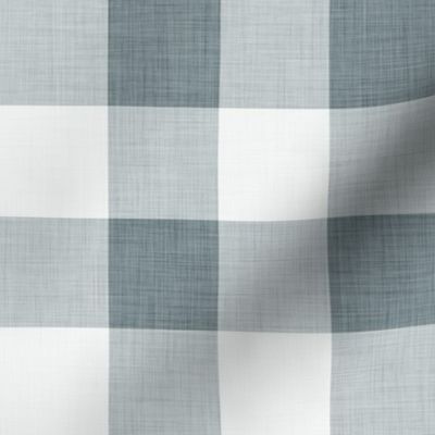 35 Slate- Gingham- Large- 2 Inches- Buffalo Plaid- Vichy Check- Checked- Linen Texture- Petal Solids Coordinate- Cottagecore Wallpaper- Gray Blue- Grey- Muted Blue- Neutral