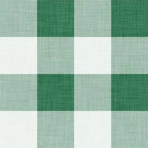 37 Emerald- Gingham- Large- 2 Inches- Buffalo Plaid- Vichy Check- Checked- Linen Texture- Petal Solids Coordinate- Cottagecore Wallpaper- Forest Green- Pine Green- Christmas- Holidays