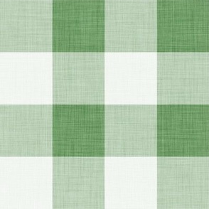 38 Kelly Green- Gingham- Large- 2 Inches- Buffalo Plaid- Vichy Check- Checked- Linen Texture- Petal Solids Coordinate- Cottagecore Wallpaper- Forest- Pine- Emerald- Christmas- Holidays