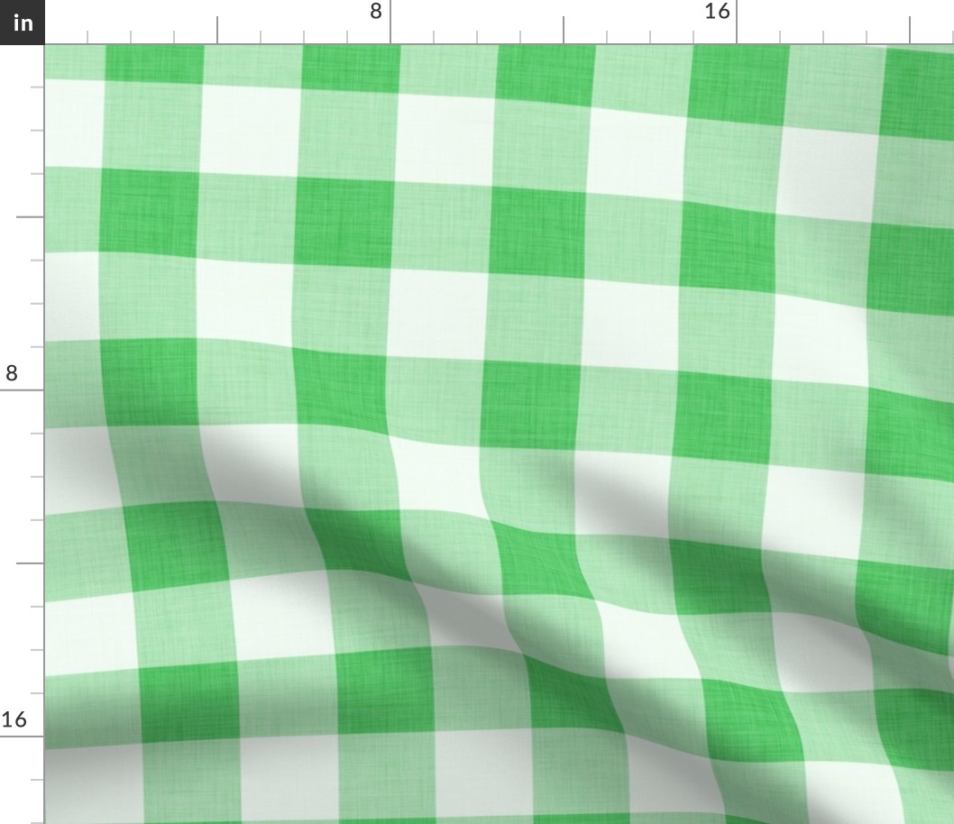 39 Grass Green- Gingham- Large- 2 inches-  Plaid- Vichy Check- Checked- Petal Solids Coordinate- Cottagecore Wallpaper- Kelly Green- Emerald- Bright Green- Christmas- Holidays