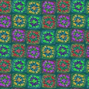 Turquoise  Watercolour Granny Square Crochet