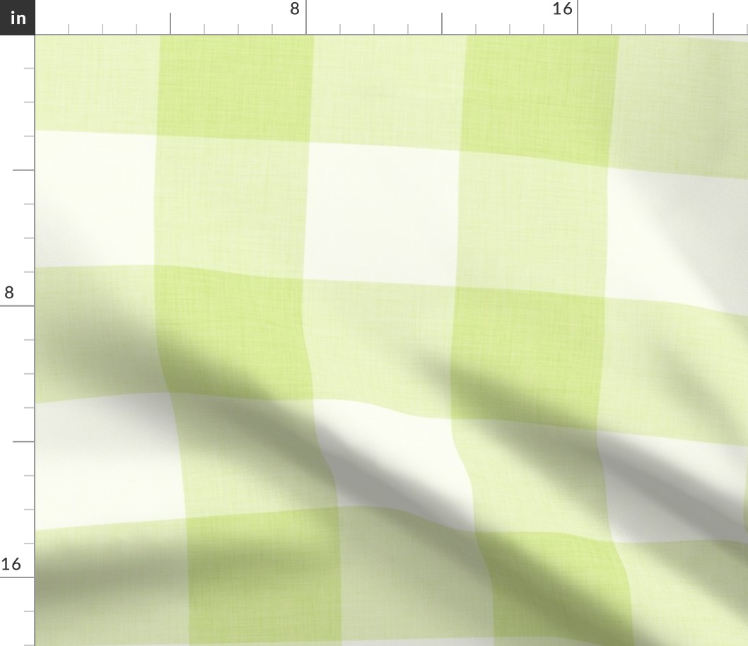 41 Honeydew- Gingham- Extra Large- 4 Inches- Buffalo Plaid- Vichy Check- Checked- Linen Texture- Petal Solids Coordinate- Cottagecore Wallpaper- Bright- Light Green- Pastel- Summer- Spring