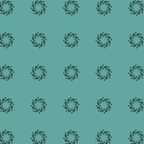 Christmas - Black Wreath on Teal - 62a8a0