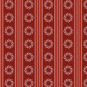 Christmas - Stripes and Wreaths on Dark Poppy Red - 841d16