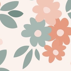 AFP22-02-ai large scale Daisy field with leaves and polka dots soft apricot and sage green on cream-02-03-02