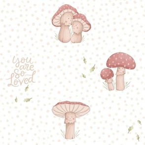 botanical baby mushrooms soft colored 24 inch