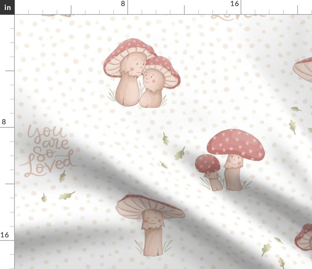 botanical baby mushrooms soft colored 24 inch