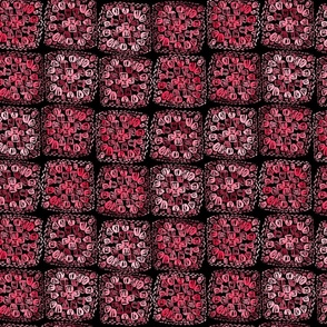 Red Black  Watercolour Granny Square Crochet