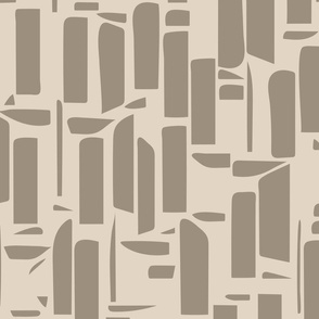 Abstract Monochrome Window Blocks and Shapes - Warm Beige Mushroom grey