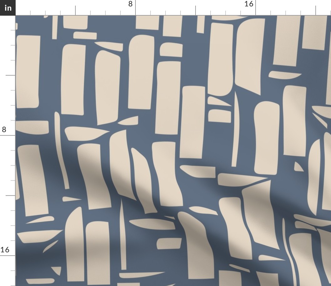 Abstract Monochrome Window Blocks and Shapes - Steel Blue Warm Beige