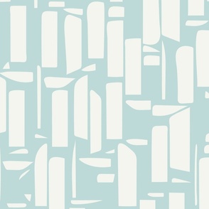 Abstract Monochrome Window Blocks and Shapes - Softest mint blue