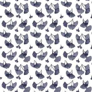 Ginkgo leaves inky blue grey simple small