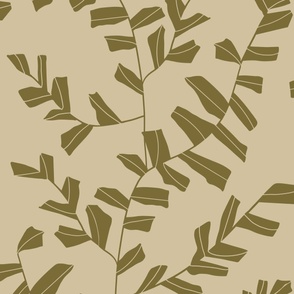 jumbo modern abstract vine - warm earthy juniper green