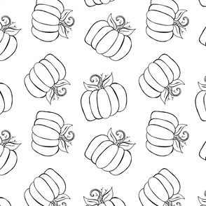 Watercolor Pumpkins - Black and White