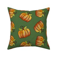 Watercolor Pumpkins - Green