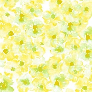 Watercolor flowers - Yellow and green floral
