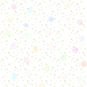 Confettis : watercolor bubbles and gold confettis