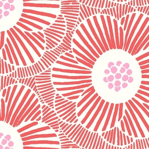 overlapping camellia/coral with pink/large