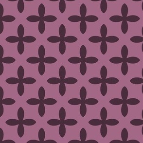 Retro Geometric Floral in Plum on Purple - Large