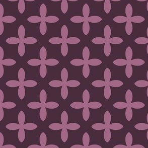 Retro Geometric Floral in Purple on Plum - Large