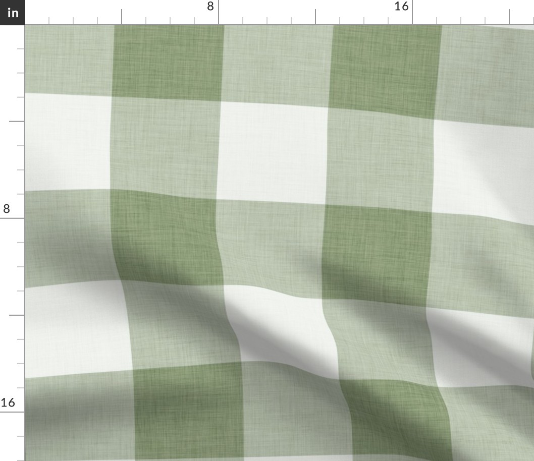 42 Sage- Gingham- Large- 2 inches- Linen Texture- Buffalo Plaid- Vichy Check- Checked- Petal Solids Coordinate- Cottagecore Wallpaper- Gray Green- Pine- Muted Green- Forest- Neutral Earthy Green