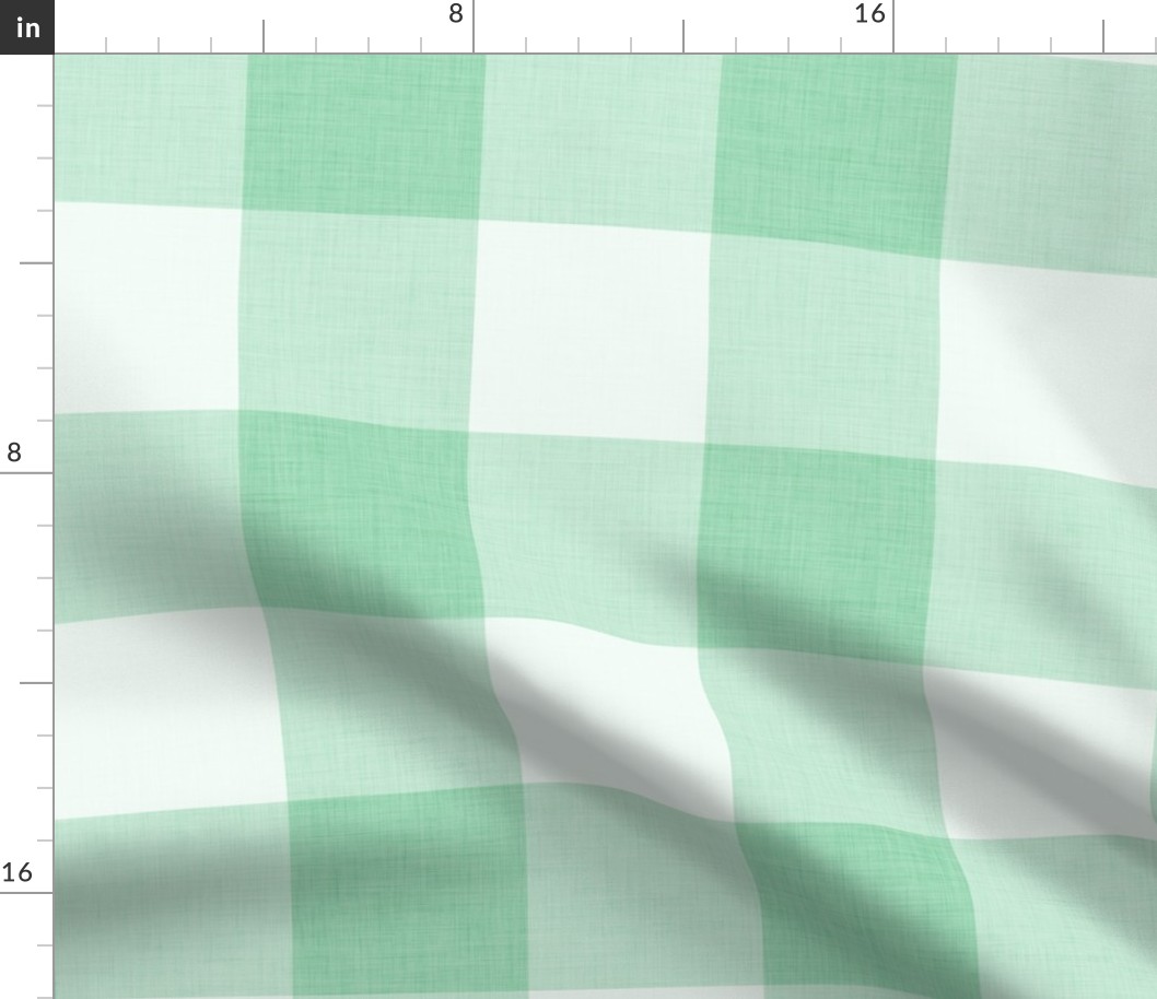 43 Jade Green- Gingham- Extra Large- 4 Inches- Linen Texture- Buffalo Plaid- Vichy Check- Checked- Petal Solids Coordinate- Cottagecore Wallpaper- Mint- Pastel- Christmas- Holidays