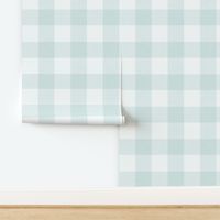 44 Sea Glass Green- Gingham- Extra Large- 4 Inches- Buffalo Plaid-Check- Checked- Linen Texture- Petal Solids Coordinate- Cottagecore Wallpaper- Mint- Pastel- Aqua 