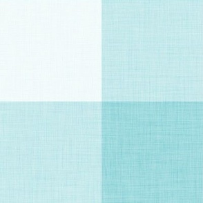 45 Pool- Gingham- Extra Large- 4 Inches- Buffalo Plaid- Check- Checked- Linen Texture- Petal Solids Coordinate- Cottagecore Wallpaper- Turquoise Blue- Aqua- Pastel Blue- Summer- Sea- Beach